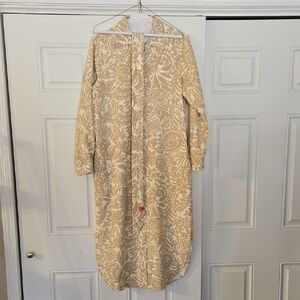 Ralph Lauren Beige and White Floral Linen Dress